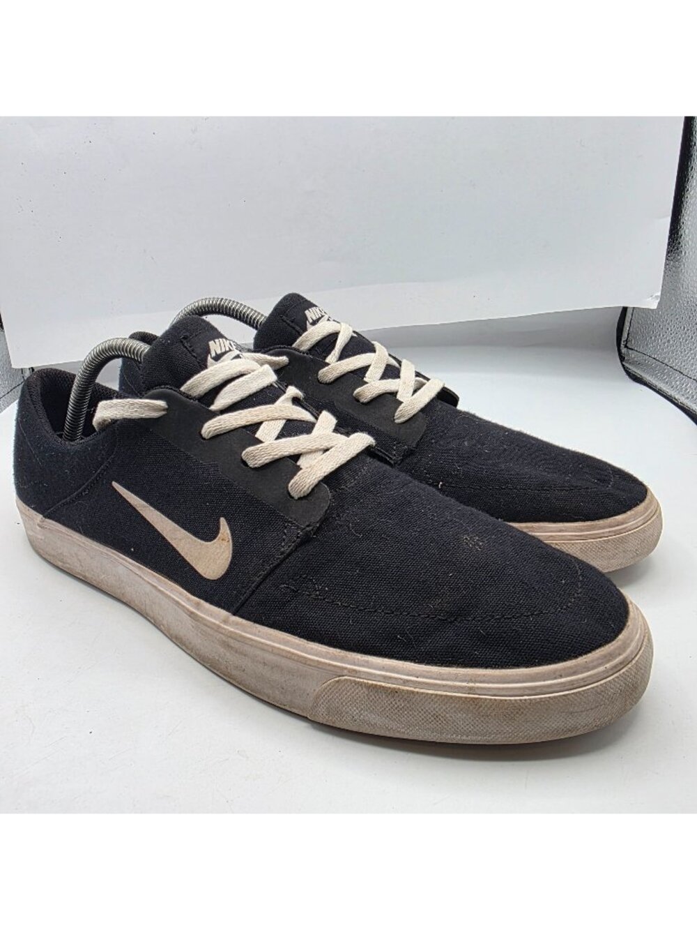 Nike SB Portmore Canvas Mens Size 10.5 Black White Skate Sneakers Casual Walking